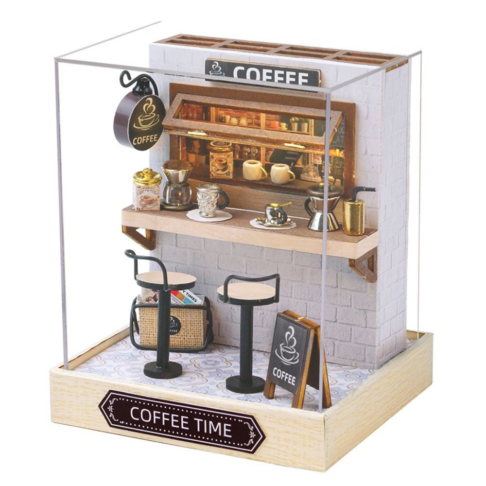 Cute Room 3D-Puzzle Puppenhaus Miniatur DIY Modellbausatz Mini Kaffee, Puzz günstig online kaufen