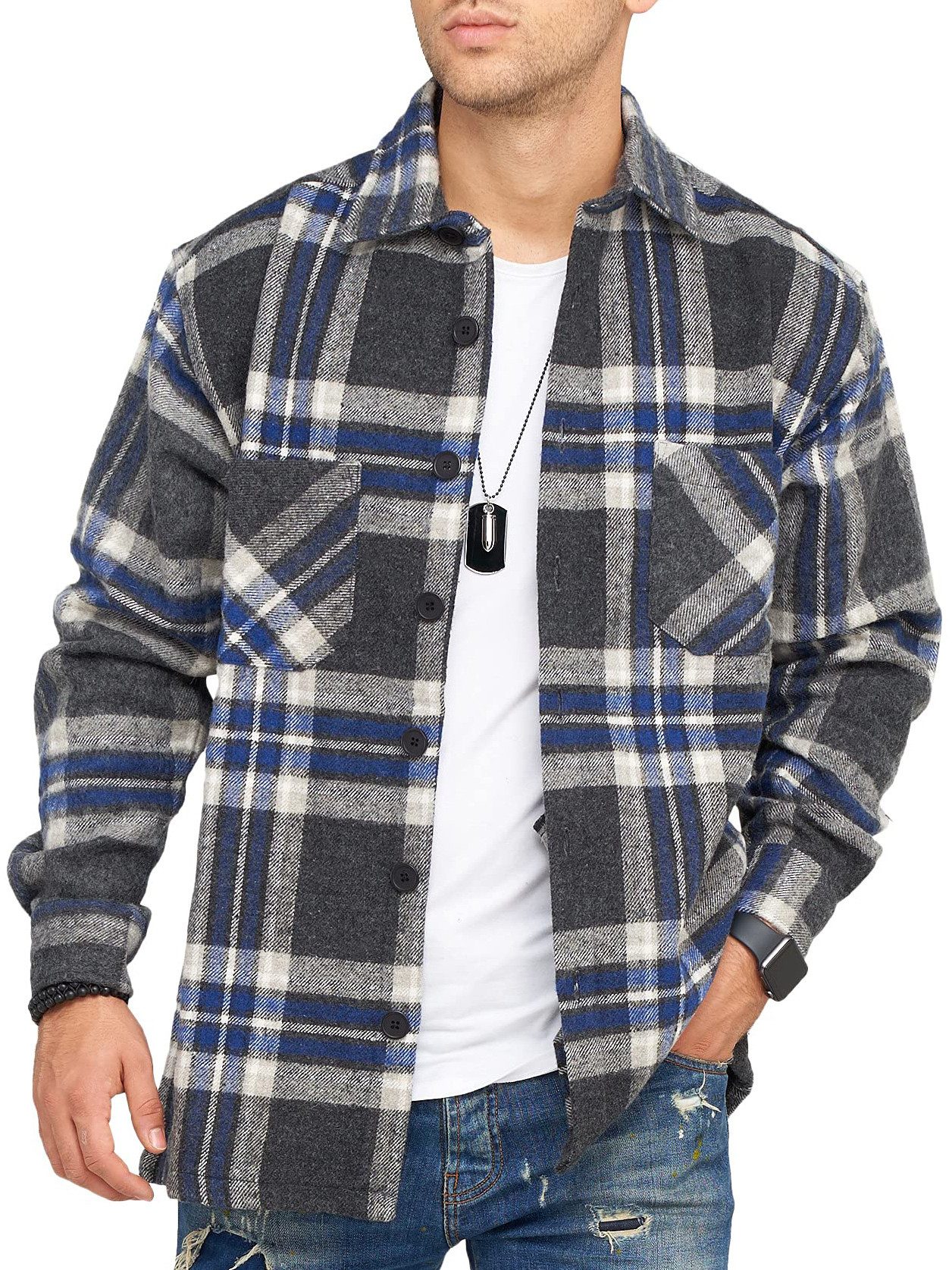 Style-Division Flanellhemd - Overshirt Sweatjacke für Herren Dickes Langarm günstig online kaufen