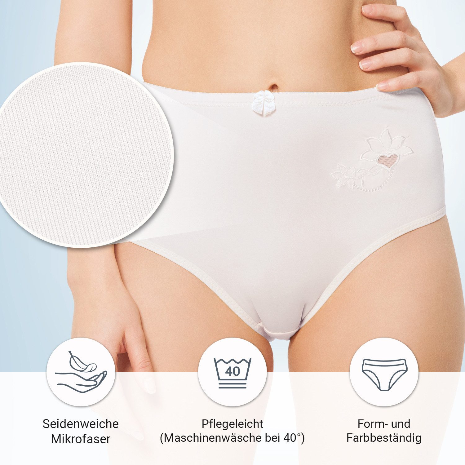 celodoro Slip Damen Taillenslip (6er Pack) Microfaser-Slip mit Stickerei – Bild 4 von 5