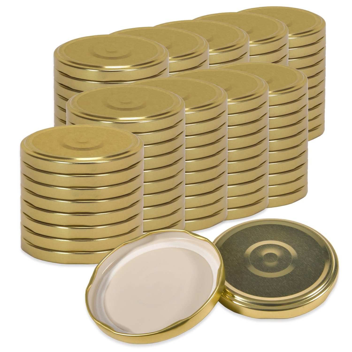 Oputec Einmachglas 100x Schraubdeckel TO82 Gold - Twist Off Ersatzdeckel f. Einmachgläser, Metall, (Spar-Set XL, 100x Ersatzdeckel Gold)