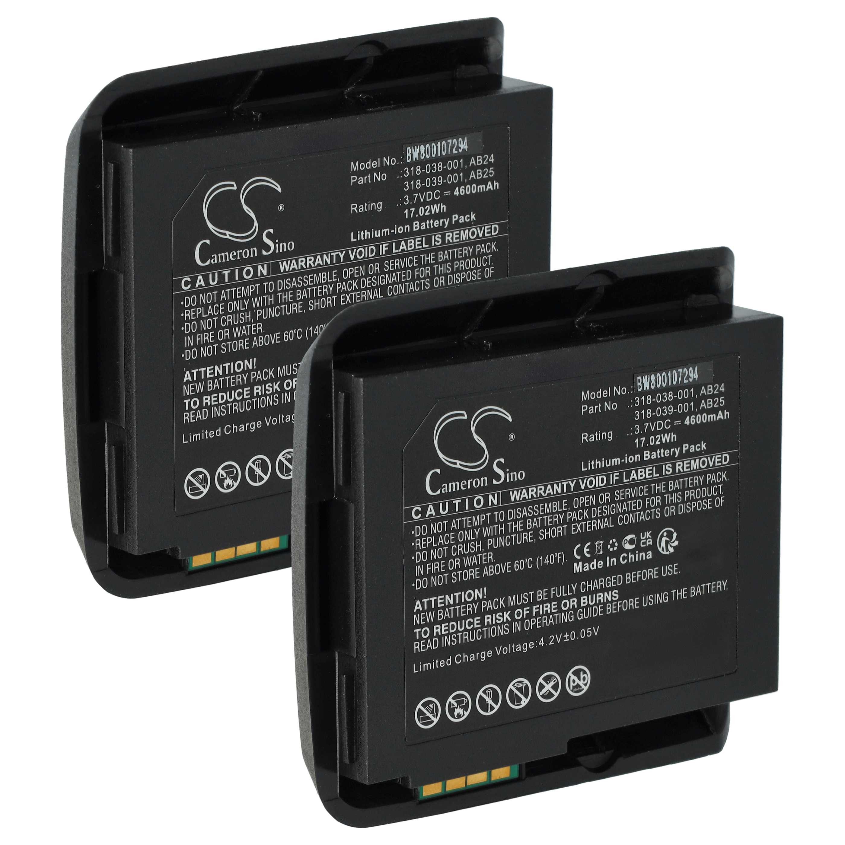 vhbw Akku Ersatz für Intermec 1015AB02, AB24, 318-039-001, 318-038-001, Akku Akku Li-Ion 4600 mAh (3,7 V, 2 St), Leistungsfähige Austausch-Akkus für POS-Gerät, Wiederaufladbar, Jede