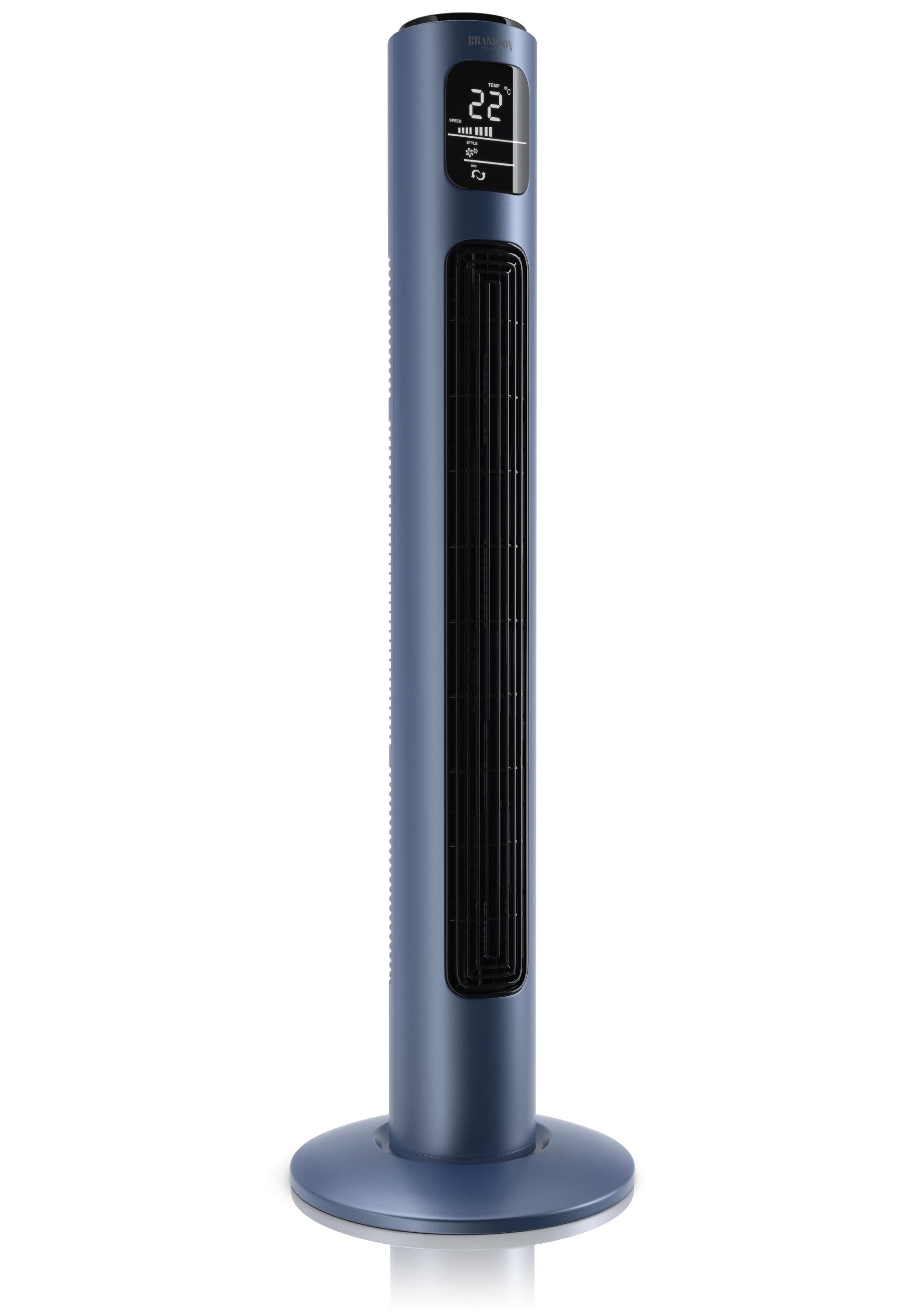 Brandson Turmventilator Oszillation 65°, Timer, Fernbedienung, Standventilator 96cm, Blau, Preisträger 2025, mobiler Lüfter leise, 4 Lüftungs-Modi, GS-Geprüft