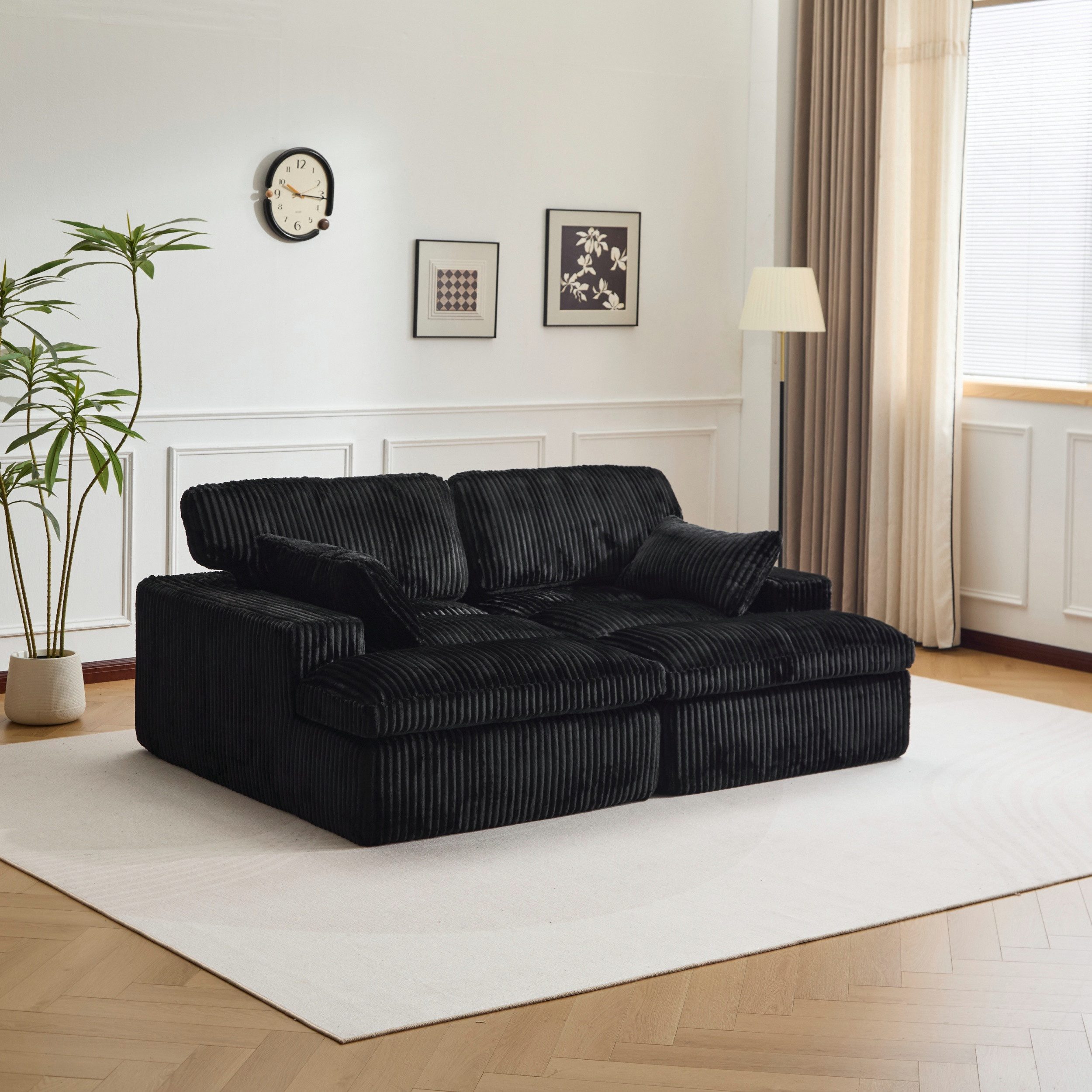 Leawin Loungesofa Sofa mit Bettfunktion 2-Sitzer – Cordsofa Sofas Wohnzimmer, Weicher Cordbezug, großes Schlafsofa, ideal für kleine Räume