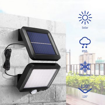 BlingBin LED Solarleuchte 56/210 LED Superhelle Solarleuchten mit Bewegungsmelder, Wasserdicht, LED fest integriert, mit Fernbedienung, 3 Modi LED Solar Strahler IP65 Wasserdichte