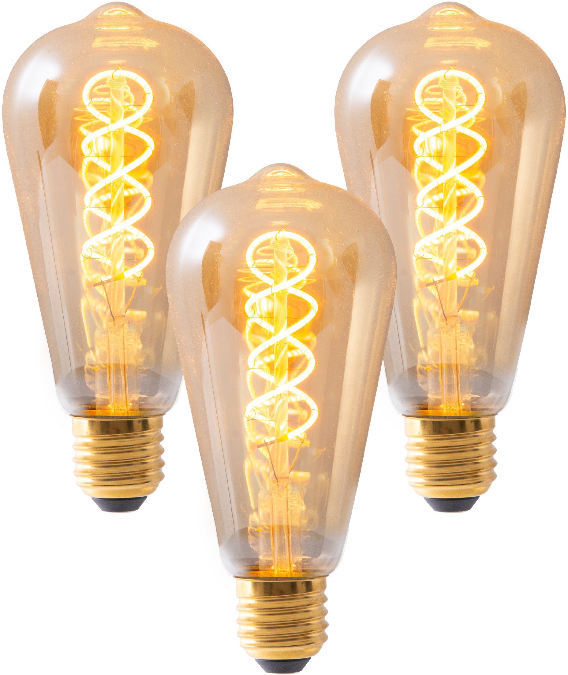LED-Leuchtmittel 3 St., E27, Warmweiß, Retro Dilly, Filament Leuchtmittel näve