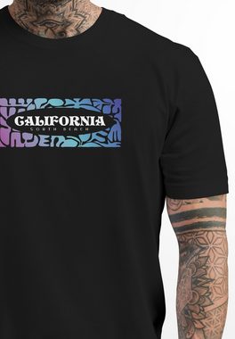 Neverless Print-Shirt Herren T-Shirt California Brustprint Schrift Aufdruck Sommer mit Print