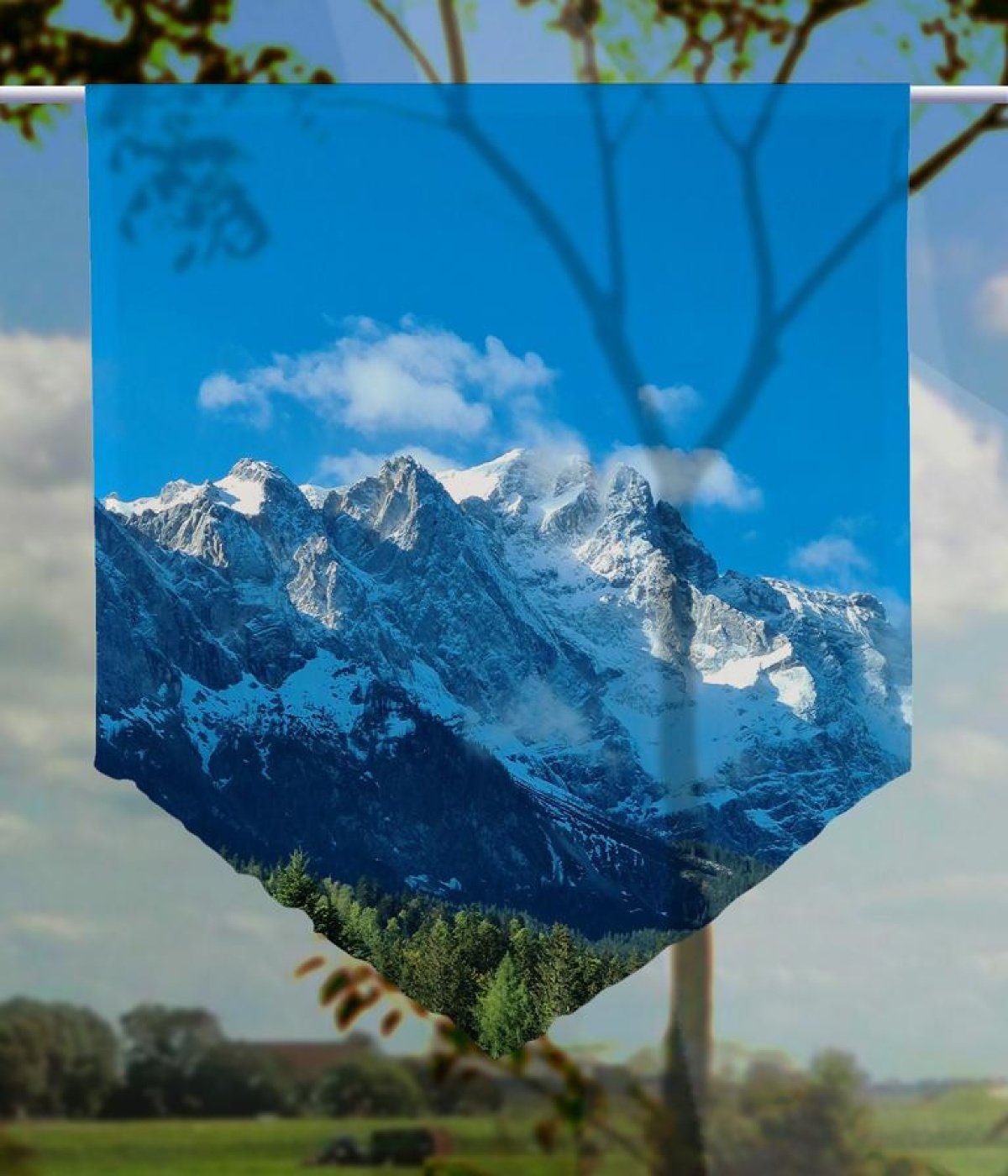 – Alpen, spitz Gipfel Der – Scheibengardine gardinen-for-life Scheibenhänger blaue