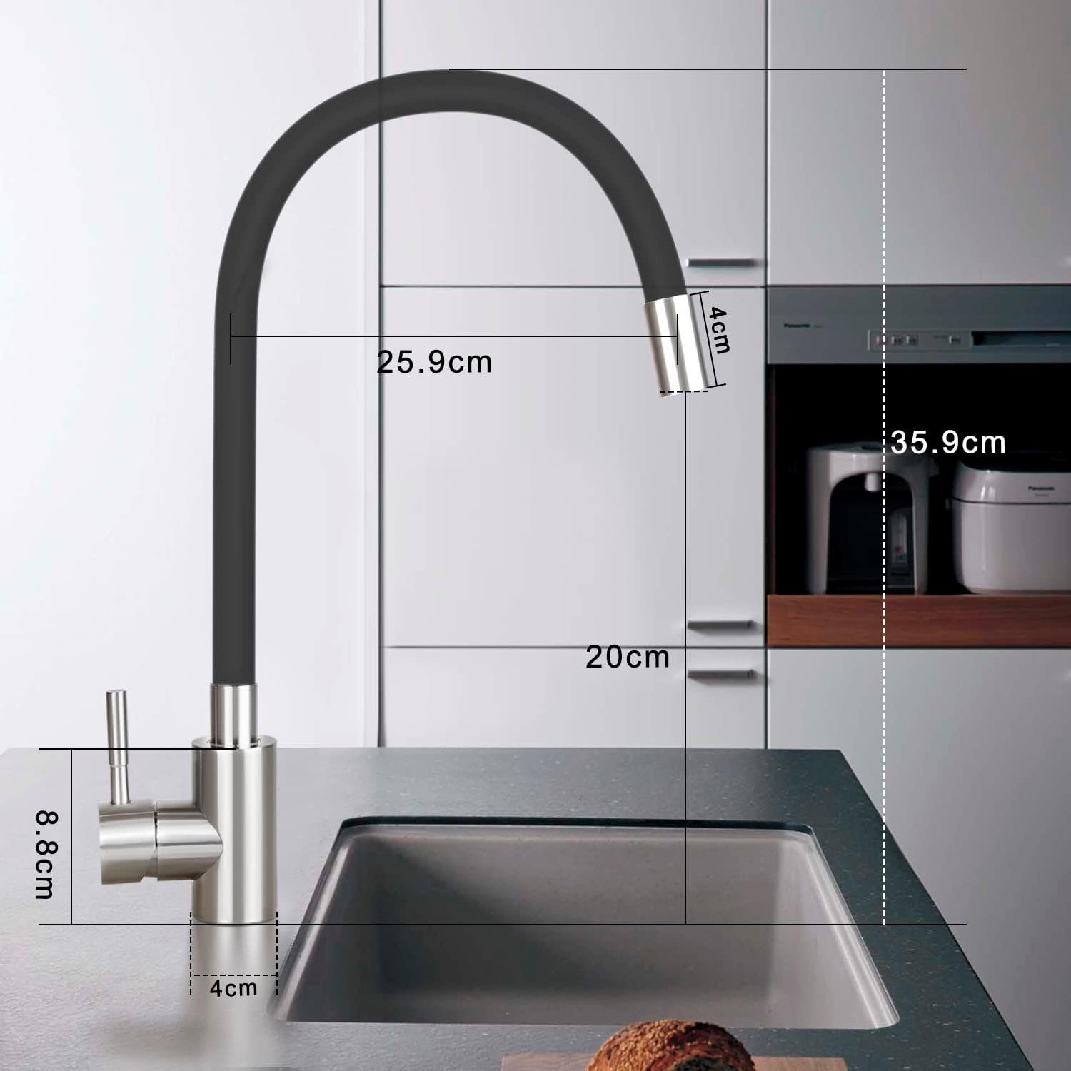 K&B Wasserhahnfilter Küchenarmatur 360° – Edelstahl 304, drehbar Wasserhahn aus