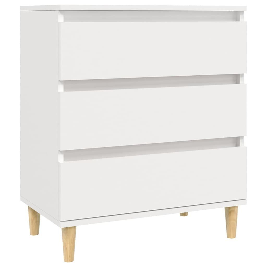 furnicato Sideboard 60 x 35 x 70 cm Weiß (1 St), Kommode mit 3 Schubladen und Massivholzbeinen für dein Wohnzimmer – Bild 2 von 5