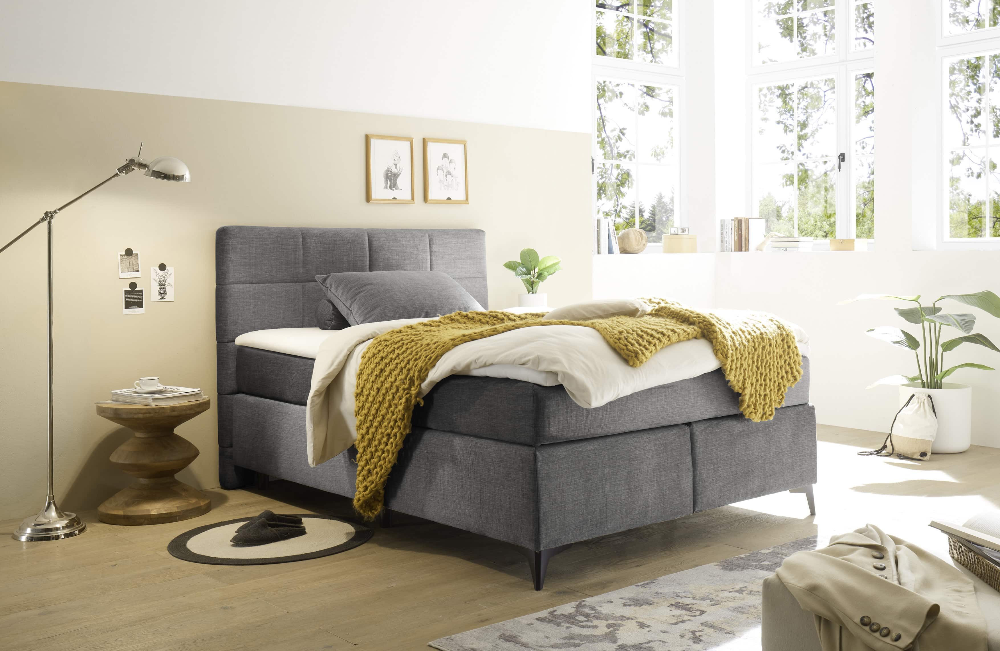 ED EXCITING DESIGN Boxspringbett Navarra – 140x200 und 180x200 inkl. Topper und Matratze (Inklusive Matratze und Topper), Pflegeleichter Bezug, wählbare Größe & stilvolle Farbvielfalt