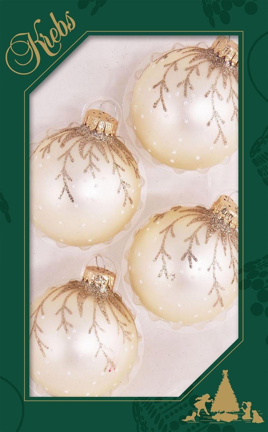 Krebs Glas Lauscha Weihnachtsbaumkugel Zweig, Weihnachtsdeko, Christbaumschmuck, Christbaumkugeln Glas (4 St), handdekoriert