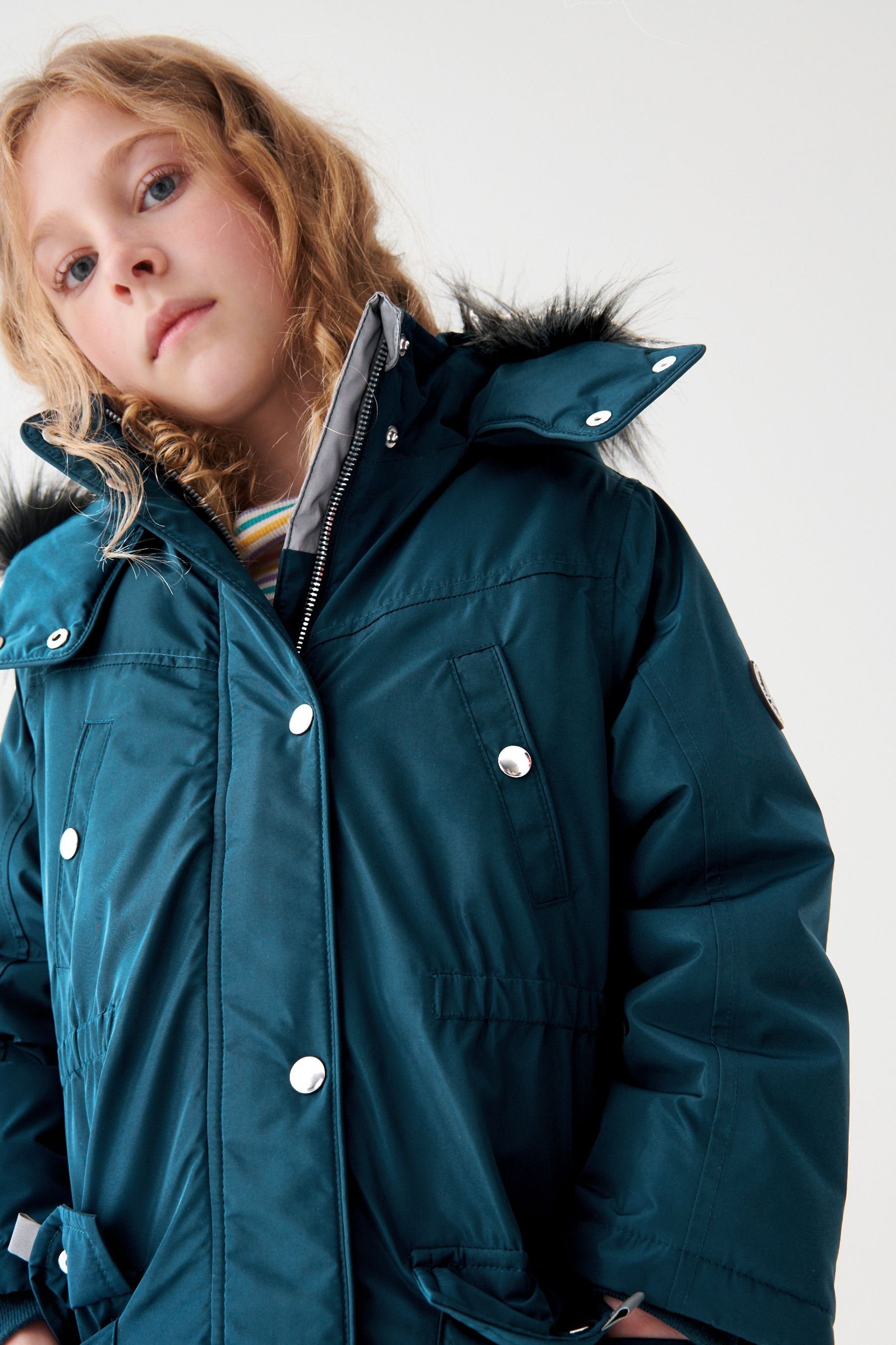 Wasserdichter Parka Teal Next mit Blue (1-St) Parka Kunstfellbesatz