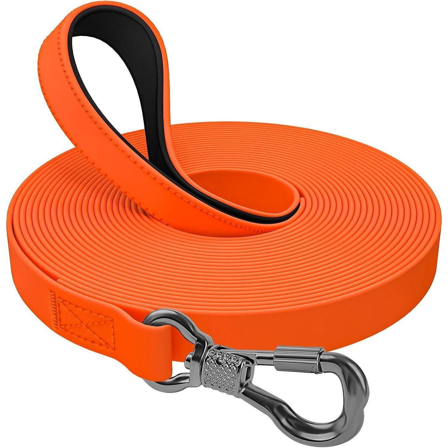 LuxusKollektion Schleppleine Schleppleine Trainingsleine gummiert Karabiner 5M Neon Orange