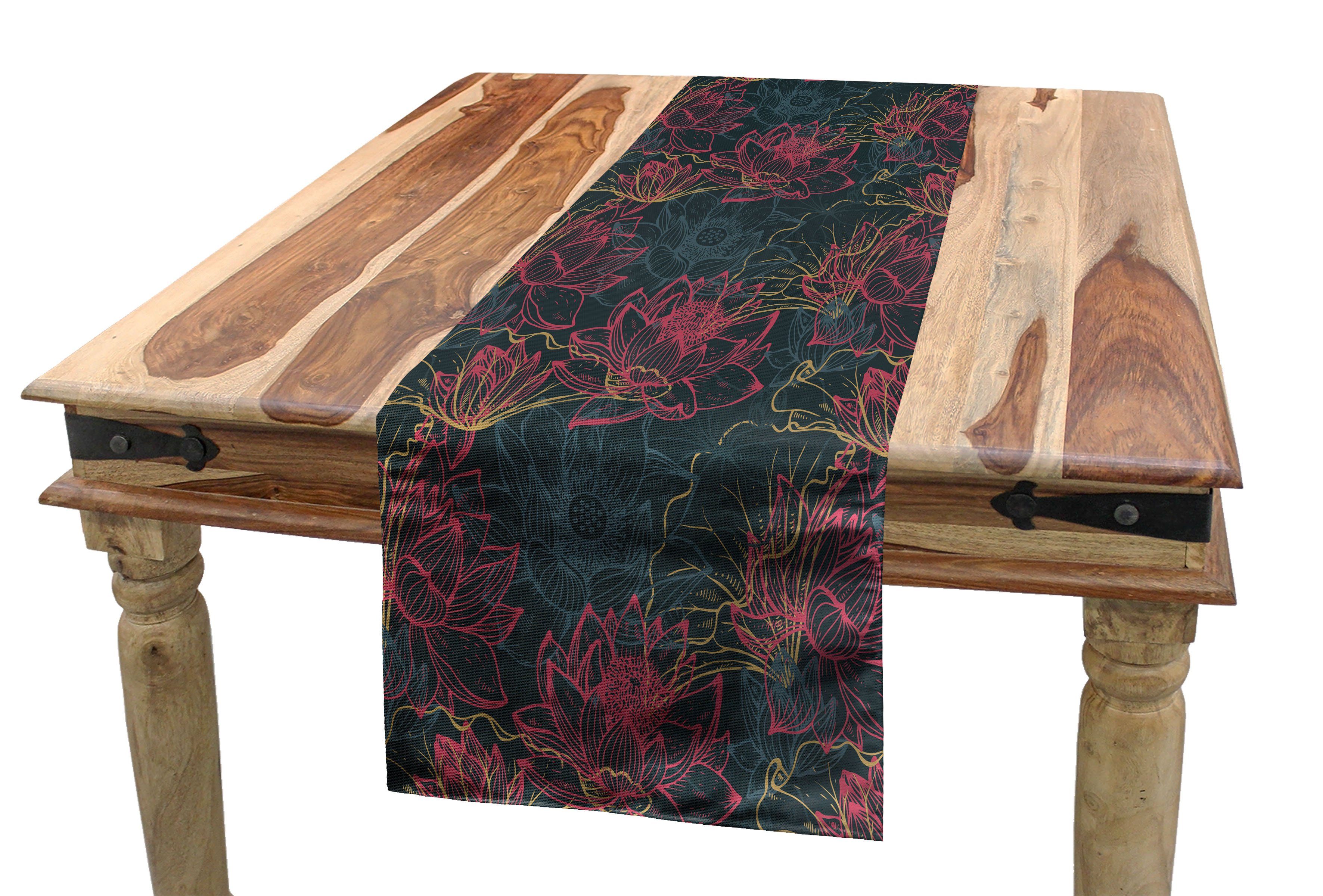 Abakuhaus Tischläufer Esszimmer Küche Rechteckiger Lotus Dekorativer von Asien Tischläufer, Konzept der Blumen