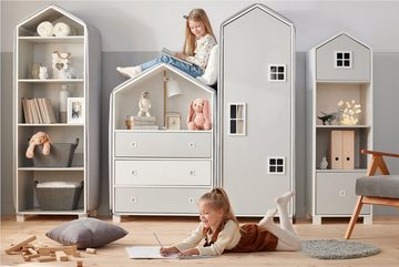 Konsimo Kinderregal MIRUM Hausform Regal Spielzeugablage Bücherregale Standregale, 4 Einlegeböden