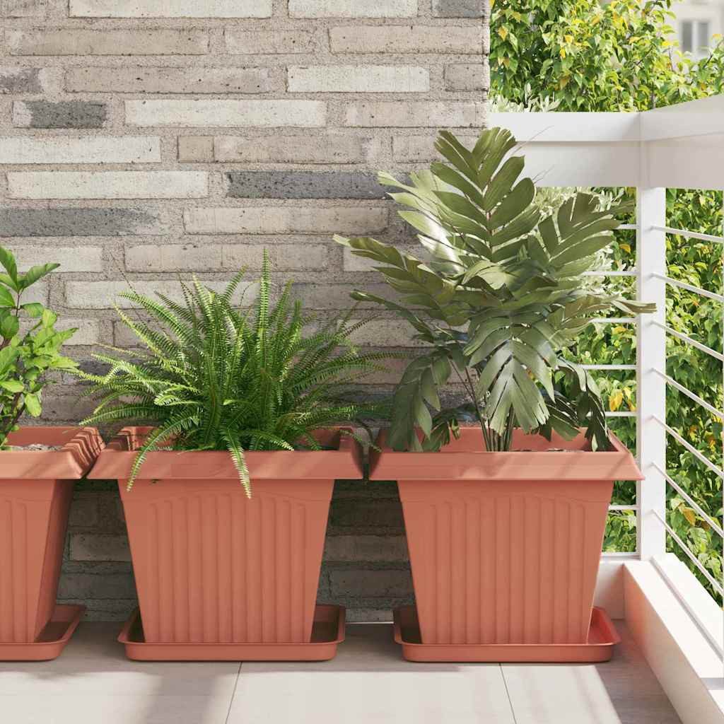 vidaXL Blumentopf Quadratisches Blumentablett 24 pcs Ziegelrot 36 x 36 x 2,5 cm (24 St)