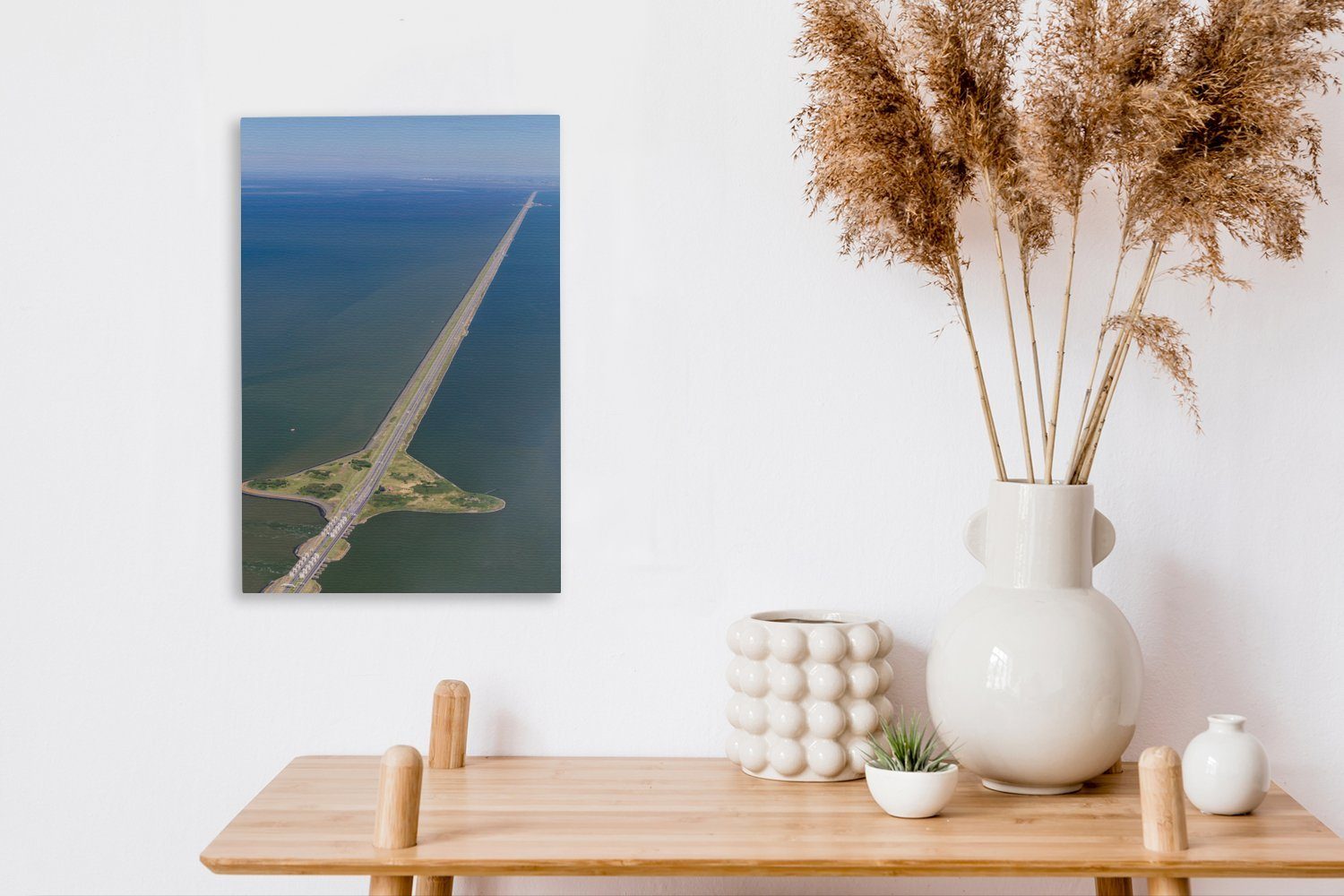 Niederlanden, inkl. Luftaufnahme den St), Afsluitdijk bespannt cm Leinwandbild des fertig Gemälde, (1 in 20x30 Zackenaufhänger, Leinwandbild OneMillionCanvasses®