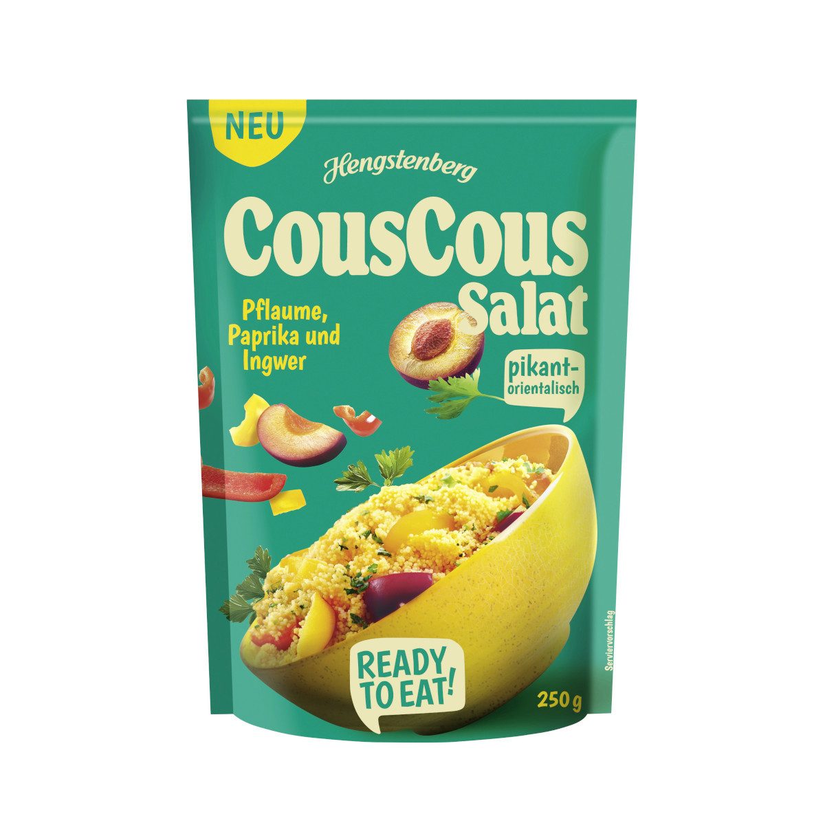 Hengstenberg Fertiggericht, Hengstenberg CousCous Salat Pflaume Paprika Ingwer Packung 250g