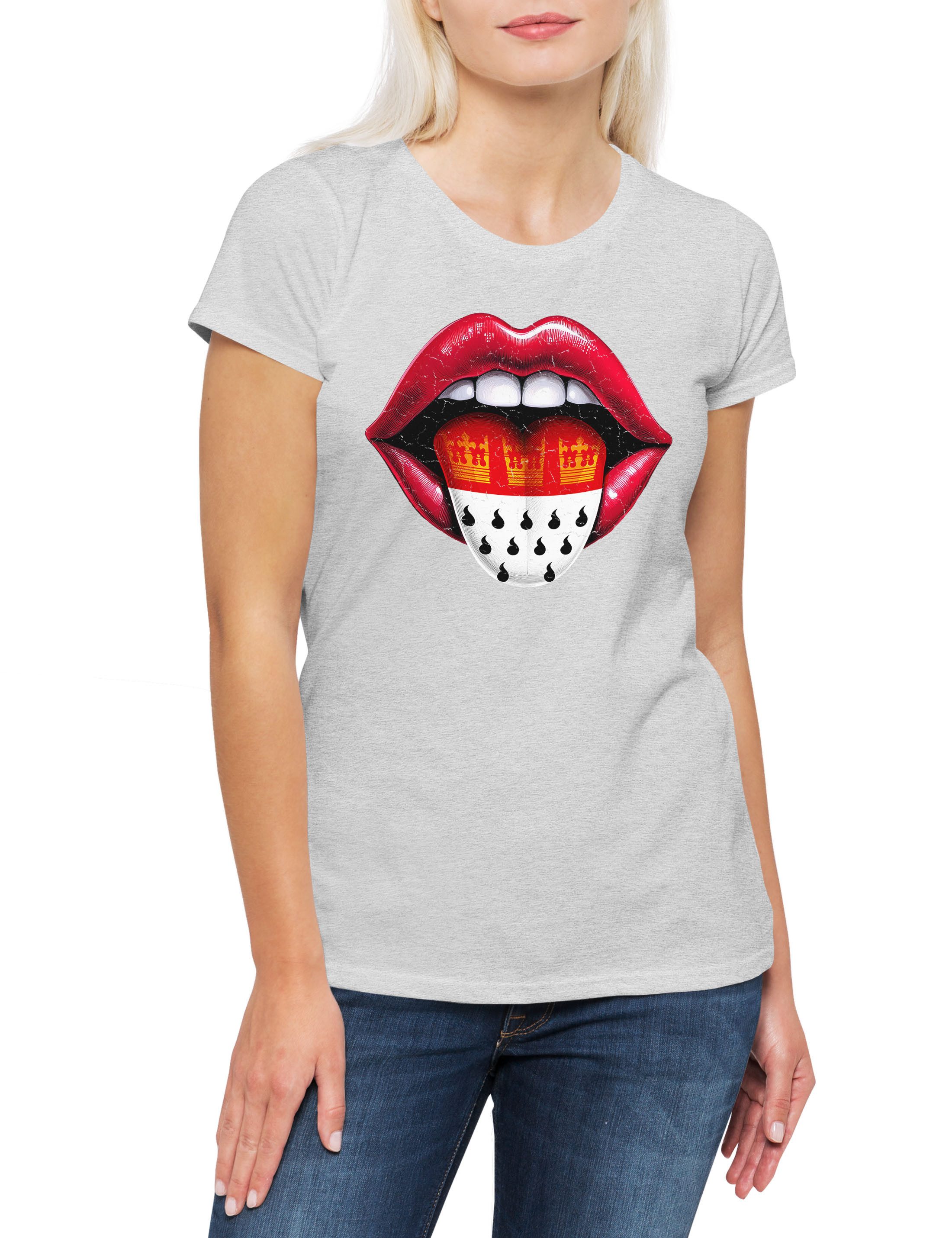 Print-Shirt Köln Zunge Damen T-Shirt Kölle Alaaf Kostüm Fasching Karneval