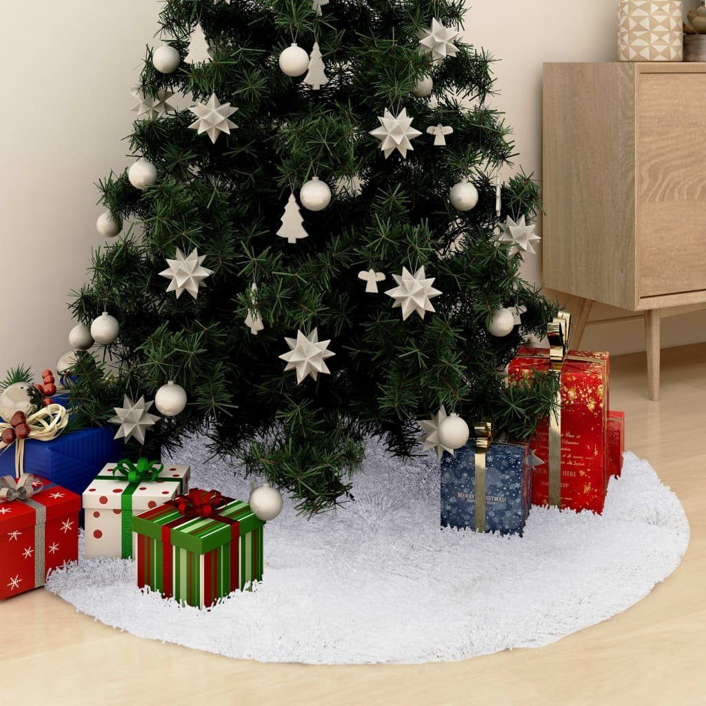 vidaXL Weihnachtsbaumdecke 150 cm Weihnachtsbaumdecke Weiß 150 cm Kunstpelz