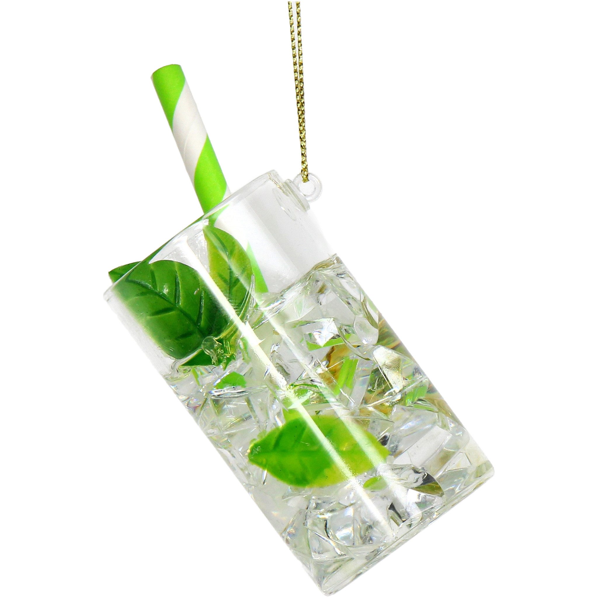 HD Collection Christbaumschmuck, Christbaumschmuck Glas 9cm Mojito Cocktail Figur Grün / Klar