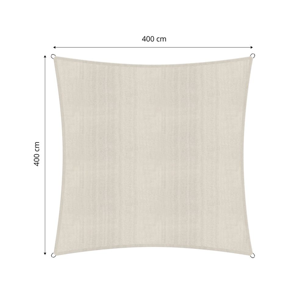 Lumaland Sonnensegel Sonnensegel 4 x 4 m Quadrat, Wetterbeständig 100% HDPE mit Stabilisator für UV Schutz