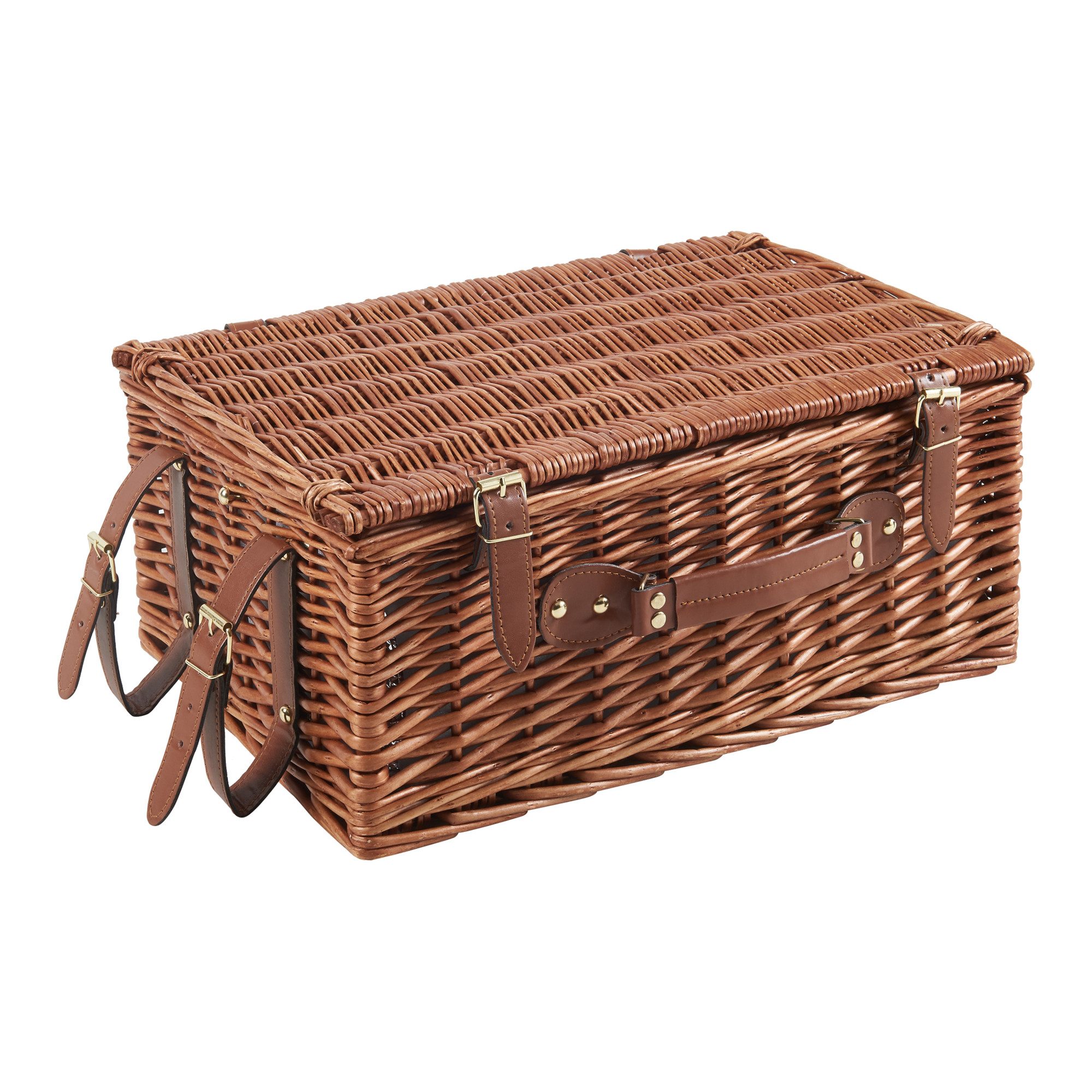 casa.pro Picknickkorb (Komplettset), »Brindisi« Weidenkorb für 4 Personen mit Geschirr und Besteck