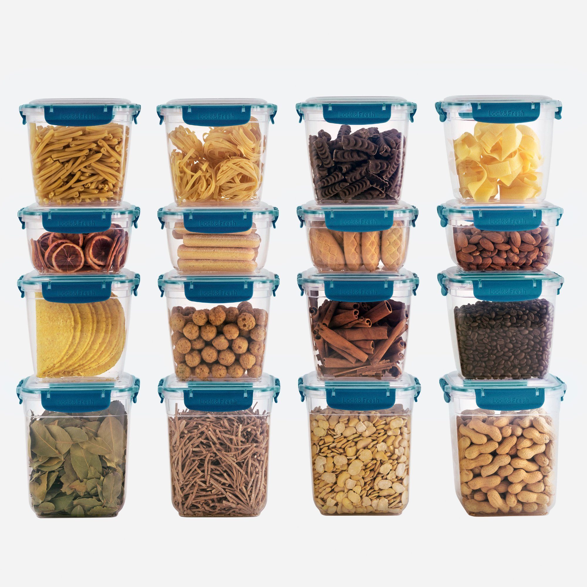 Parpalinam Frischhaltedose mit Deckel 16er Set Meal Prep Boxen Brotdose, (Spar Set, Leicht verstaubar), Brotzeitdose Blau