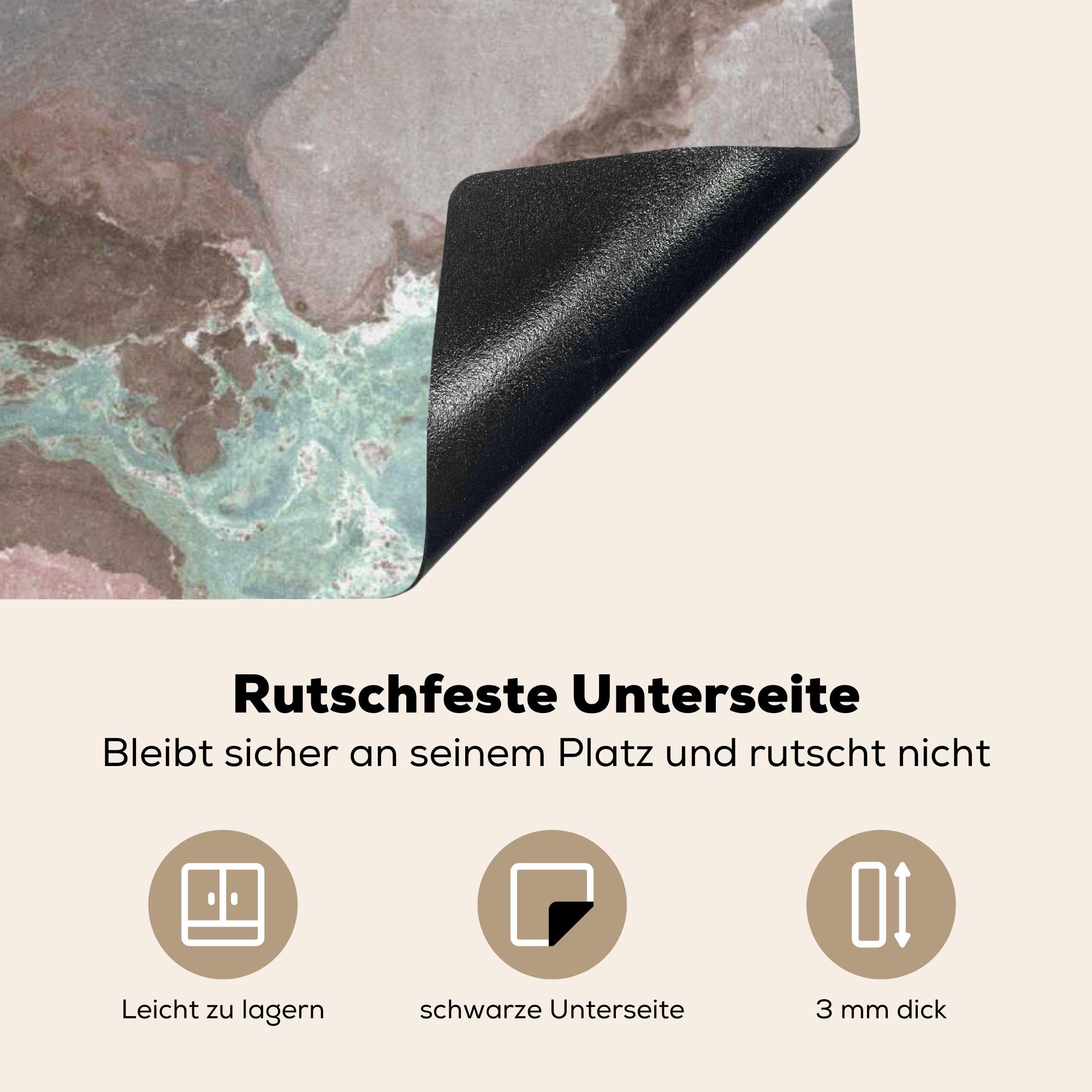 cm, Rosa tlg), - MuchoWow Vinyl, Arbeitsfläche Herdblende-/Abdeckplatte (1 Mobile 70x52 nutzbar, Granit Ceranfeldabdeckung - Kieselsteine,