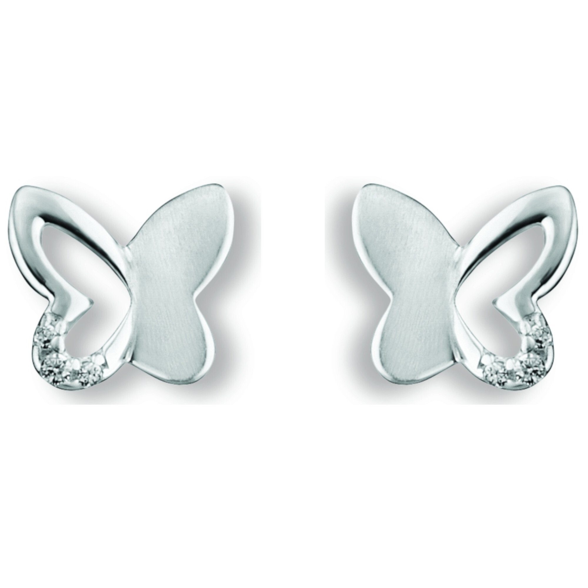 Zirkonia Schmetterling Silber, aus 925 ELEMENT Ohrstecker Schmetterling Schmuck Ohrstecker Damen Silber Paar Ohrringe ONE