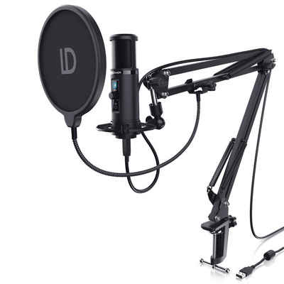 LIAM&DAAN Mikrofon (Set), USB Podcast Kondensatormikrofon mit Mikrofonarm, Spinne & Popschutz