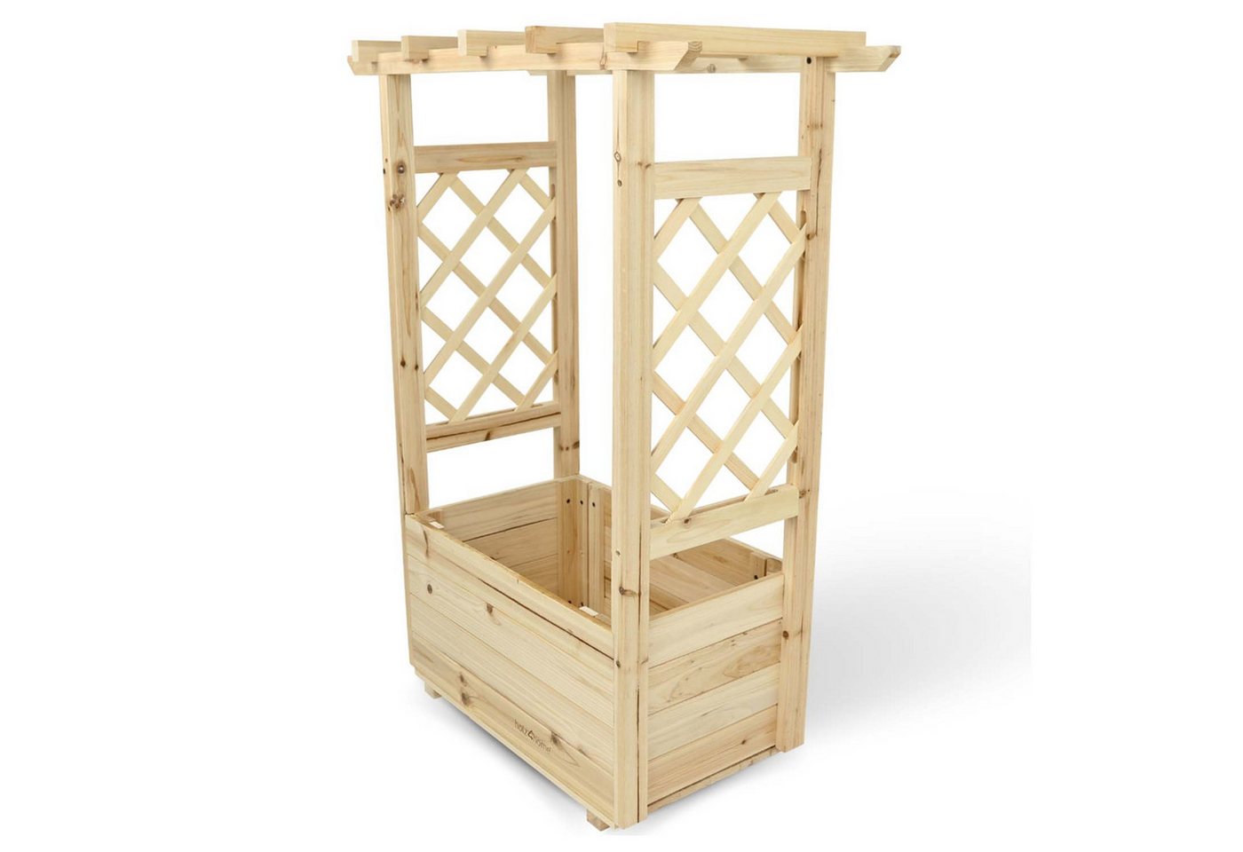 Thumbnail - holz4home® Hochbeet 2er Set Pflanzkästen mit Rankgittern & Dach - Tannenholz - 58x34x103cm