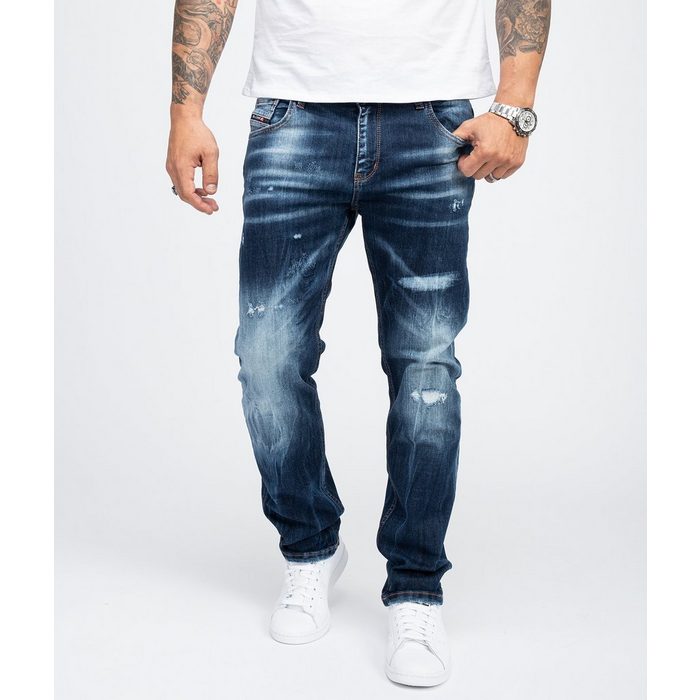 Rock Creek Regular-fit-Jeans Herren Jeans Stonewashed Dunkelblau RC-3104