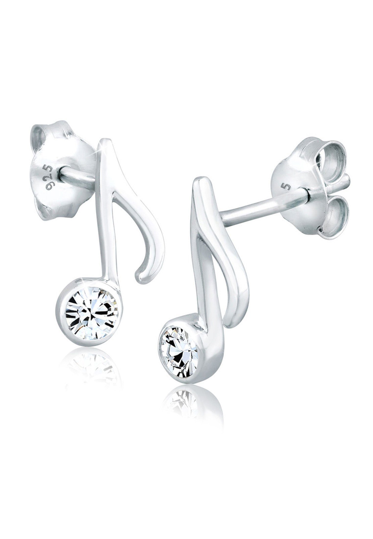 Paar Ohrstecker Note Musik 925 Silber, mit Kristallen von Swarovski®