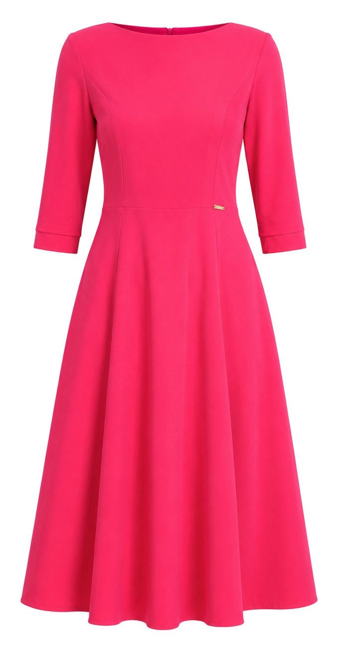 Awama Midikleid mit U-Boot-Ausschnitt und 3/4-Ärmeln