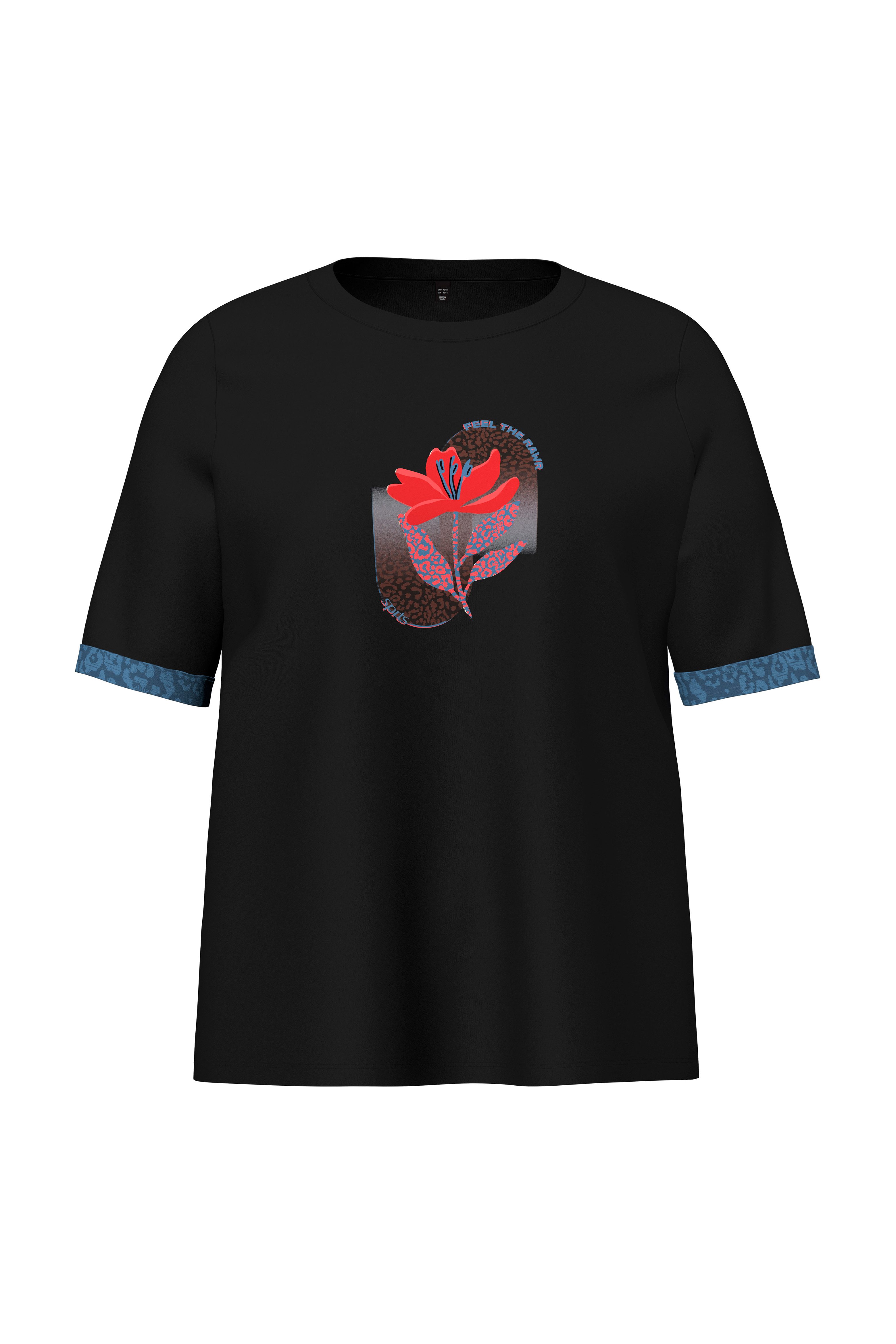 Ulla Popken T-Shirt Funktions-Shirt Motivdruck Classic Rundhals
