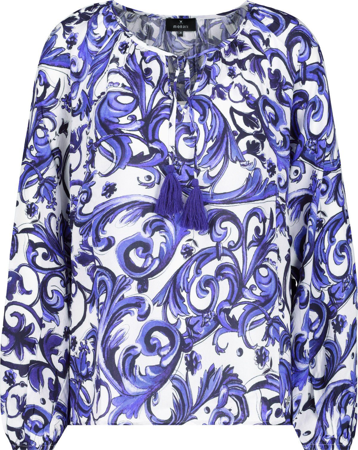 Monari Klassische Bluse Paisley Bluse mit Quasten
