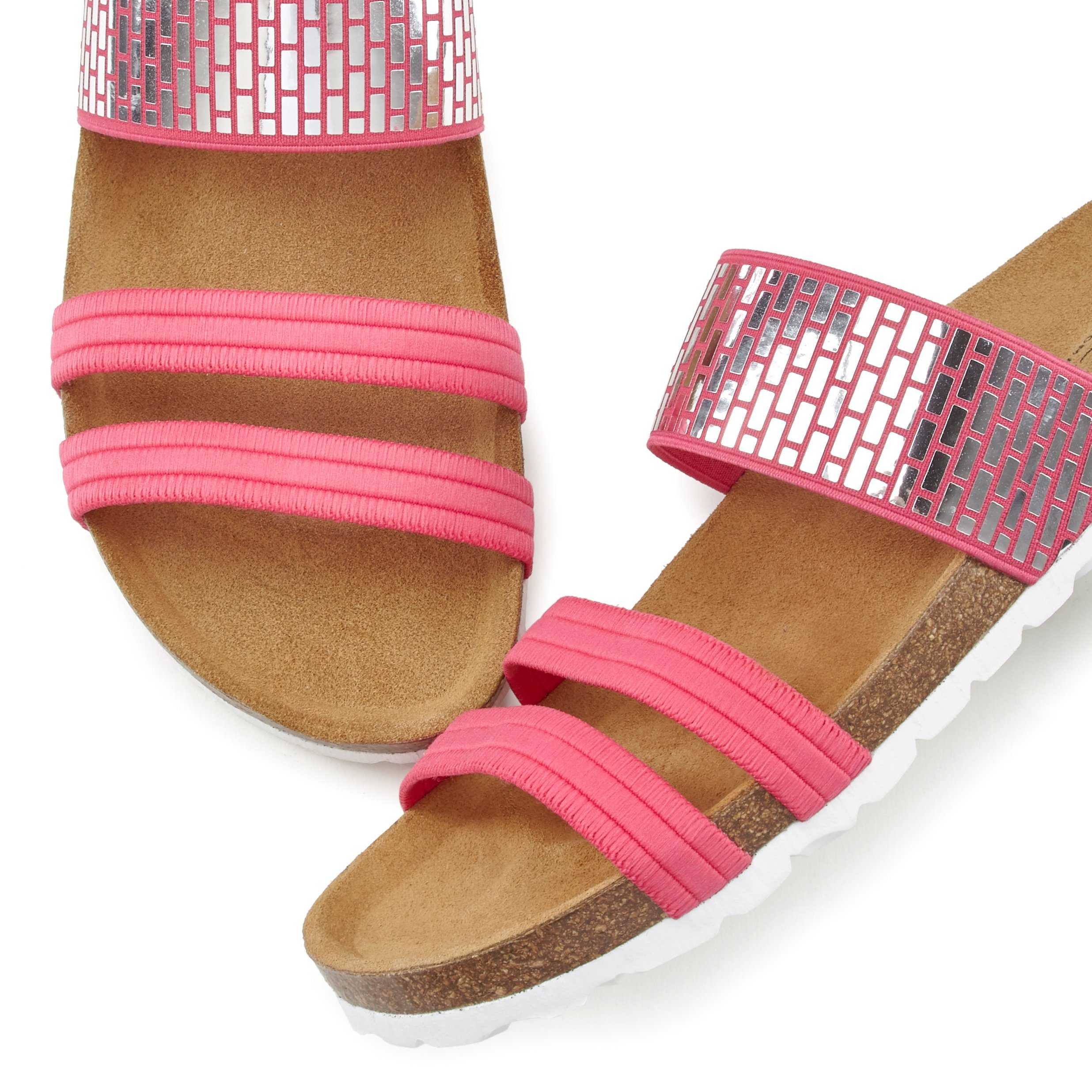LASCANA Mule, Sandale, offener Schuh, Sommerschuh, Pantolette mit Komfortkorkfußbett aus Leder und elastischen Riemchen
