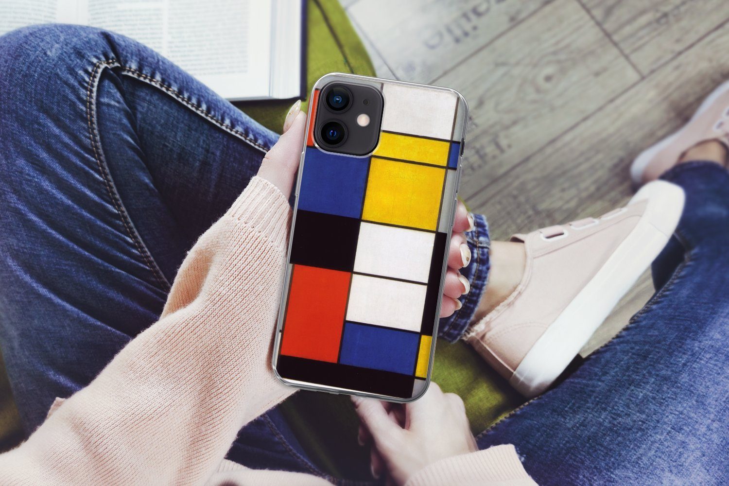 MuchoWow Handyhülle für Apple iPhone 12 Mini Komposition A - Piet Mondrian, Smartphone-Bumper, Print, Handy Schutzhülle Dünn