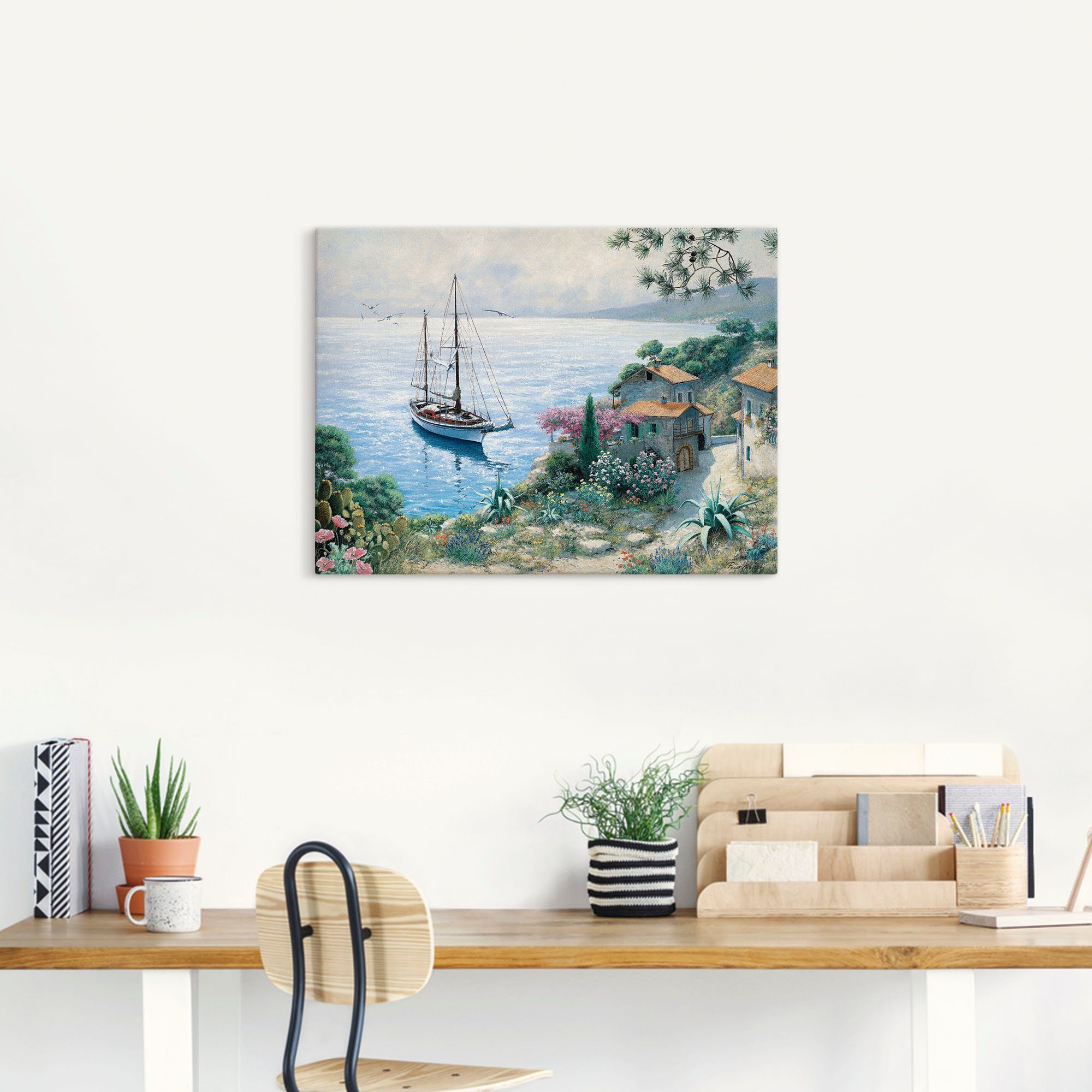 Artland Leinwandbild Die Bucht, Boote & Schiffe (1 St), auf Holzrahmen gespannt
