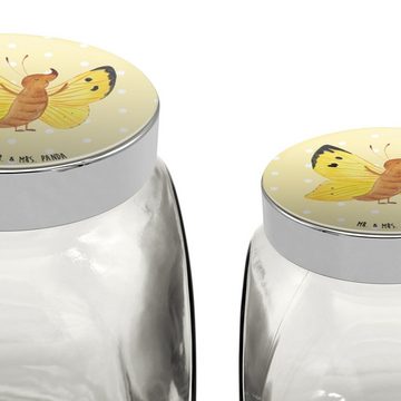 Mr. & Mrs. Panda Vorratsglas L 870ml Schmetterling Zitronenfalter - Gelb Pastell - Geschenk, Tiere, Premium Glas, (1-tlg), Exklusive Motive