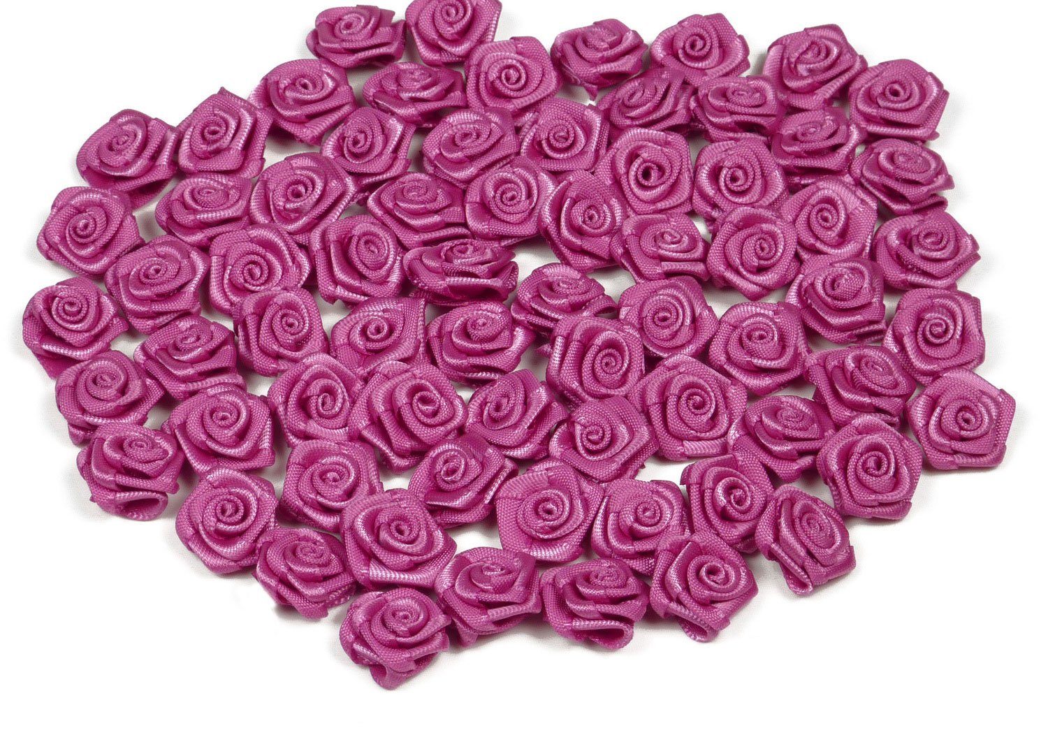 Creativery Streudeko, Satinrosen 15mm zum Basteln & Aufnähen 100 Stück