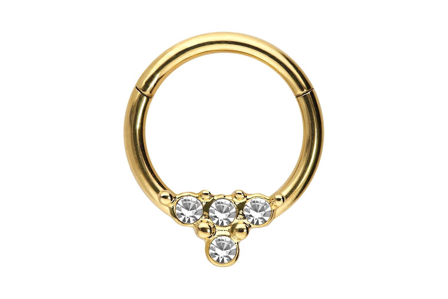 Nasenpiercing Chirurgenstahl Segmentring Clicker 4 KRISTALLE Ohrpiercing Septum Nase