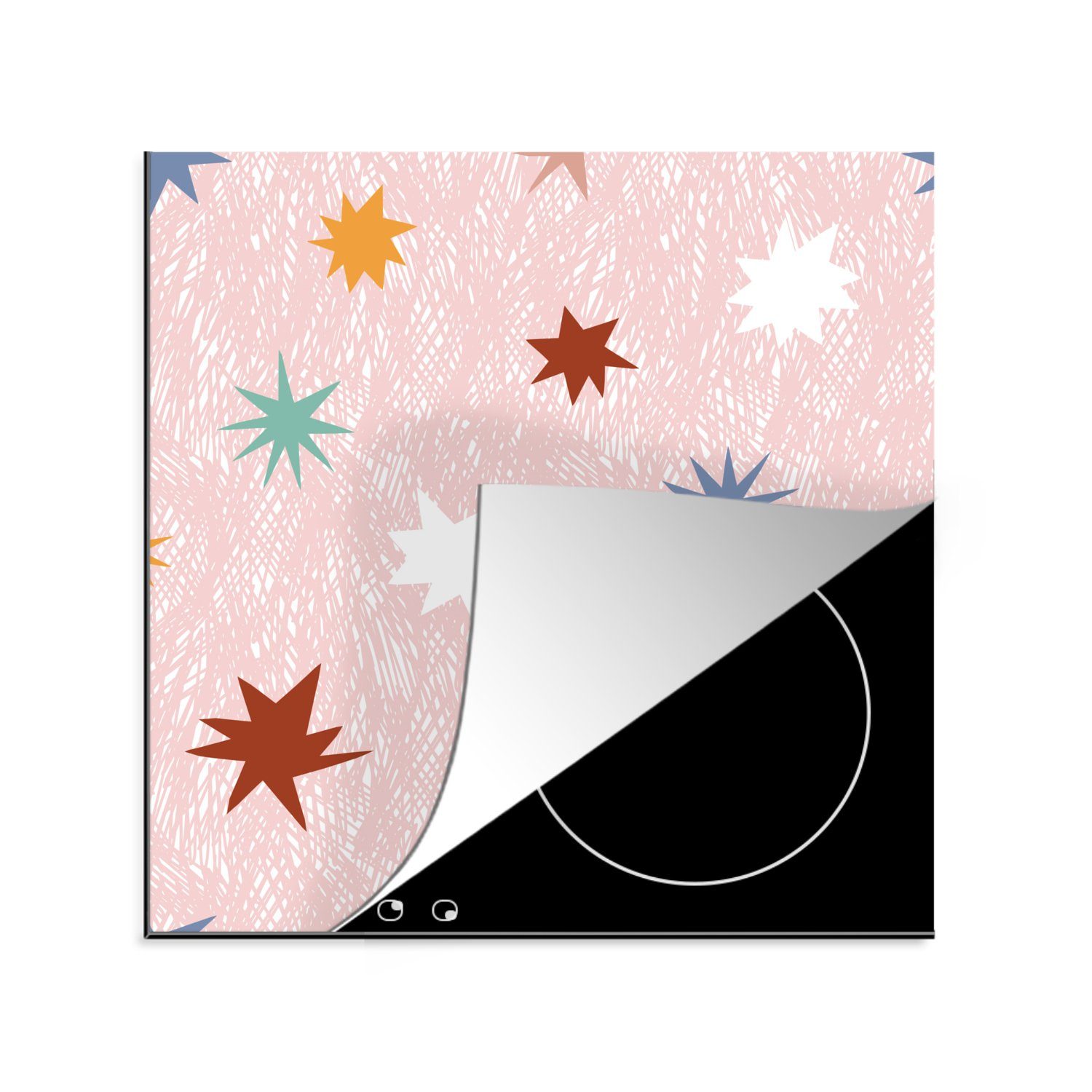 MuchoWow Herdblende-/Abdeckplatte Kind - Rosa - Weltraum, Vinyl, (1 tlg), 78x78 cm, Ceranfeldabdeckung, Arbeitsplatte für küche