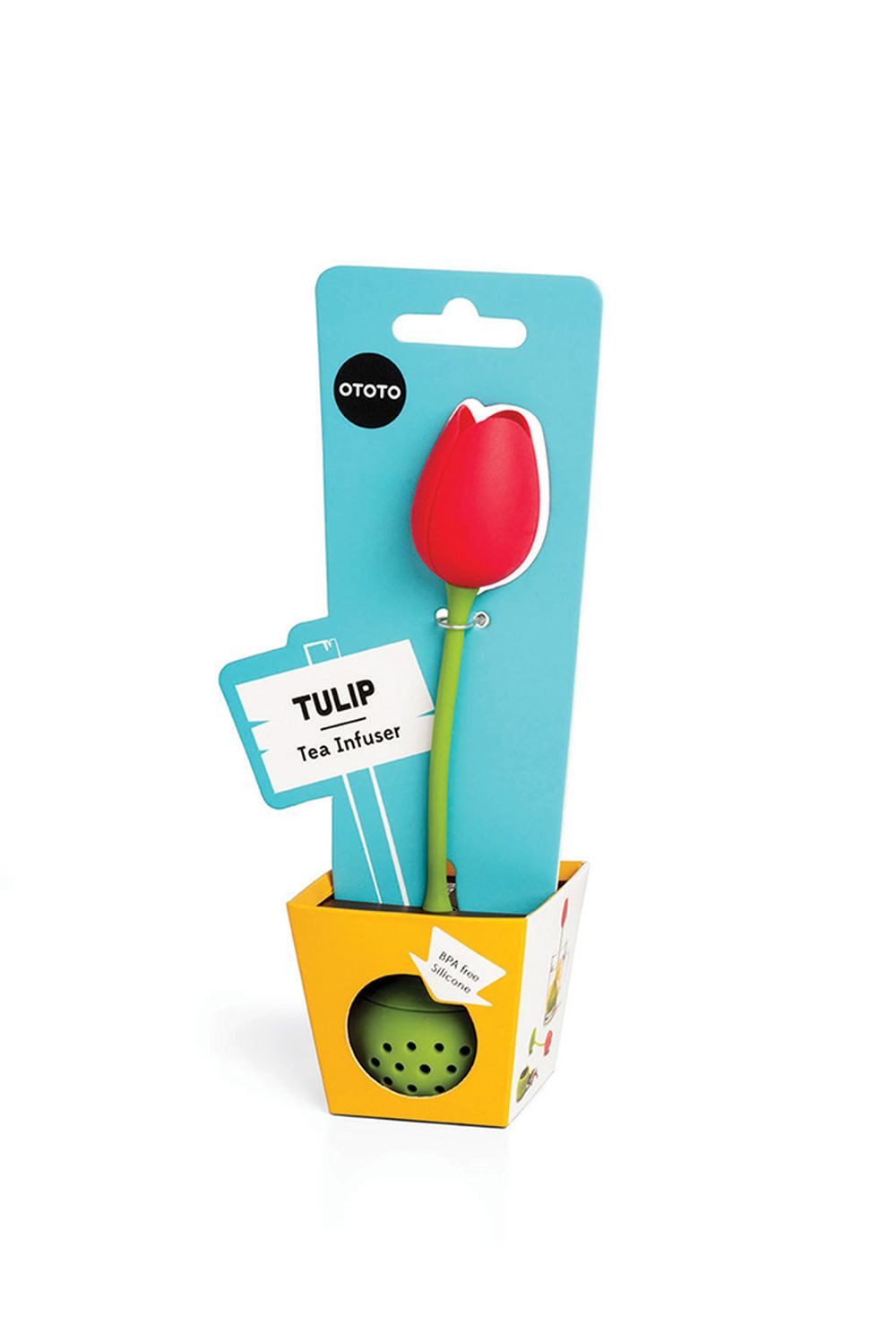 OTOTO Teesieb Tulip Tee-Sieb Tulpe, Tee Ei, Tea Infuser, Teekugel Silikon, Silikon, (1-St), Lustige Tee-Ei-Tier-Figuren, Zur Zubereitung von 1 Tasse losen Tee