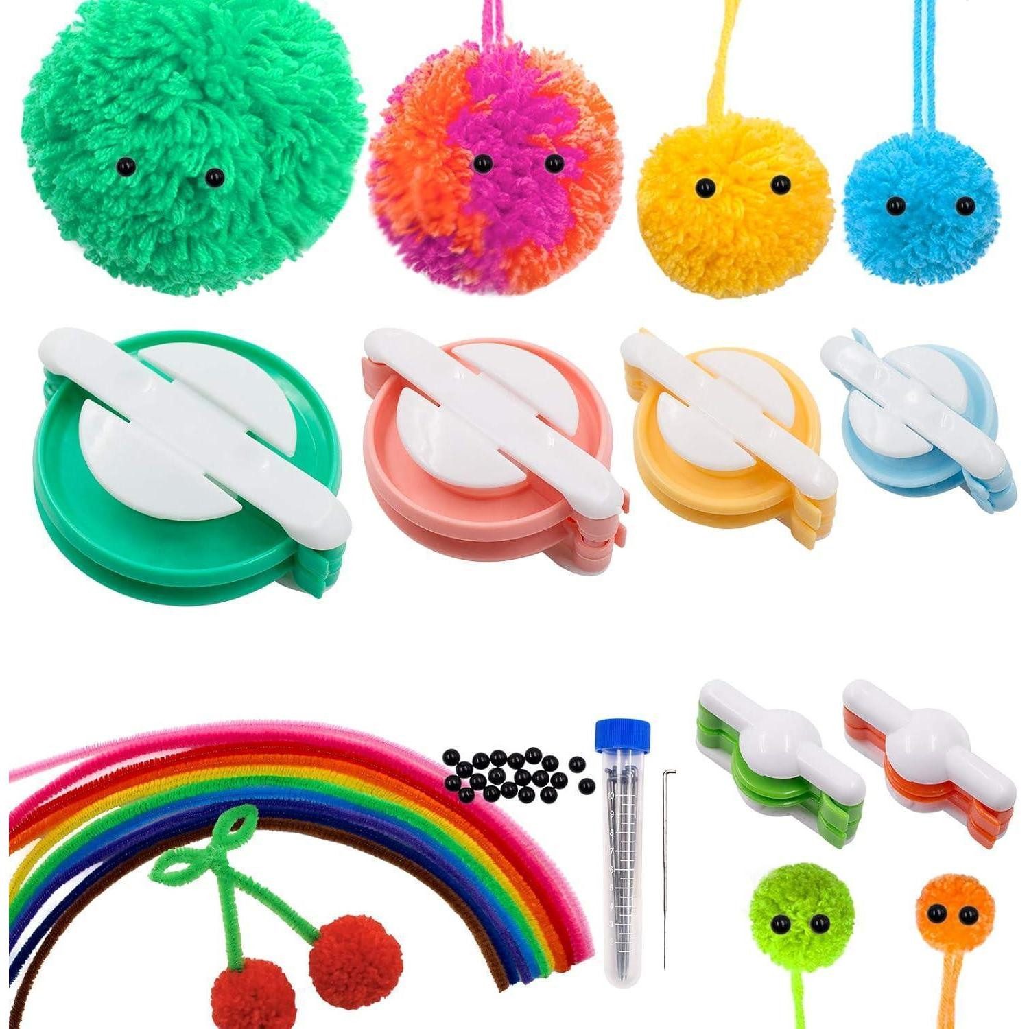 LuxusKollektion Filznadeln Pompom Maker Set mit 6 Größen Fluff Ball Weaver Wolle Handwerk DIY Kit