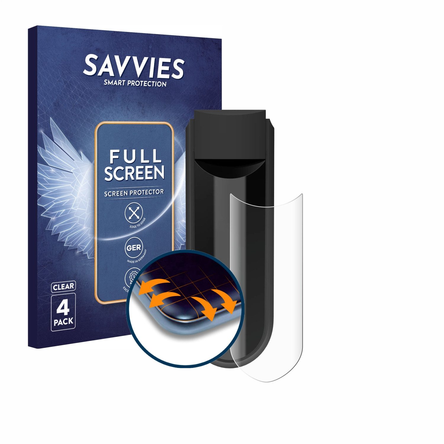 Savvies Displayschutzfolie Fullscreen Schutzfolie für Vorwerk Kobold VK7, 4 Stück, Displayschutz Folie Fullcover Klar Transparent