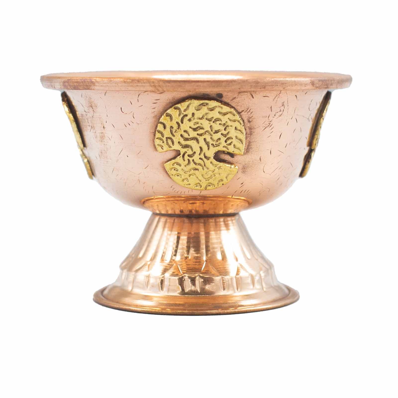 Räucherkelch Ritualkelch "Baum des Lebens", 12cm, Kupfer/Messing glänzend poliert