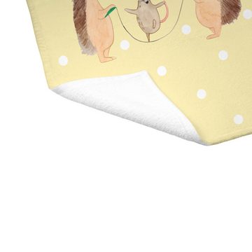 Mr. & Mrs. Panda Handtuch Igel Seilhüpfen - Gelb Pastell - Geschenk, lustige Sprüche, Maus, Rei, (1-St), Allseitig umsäumt