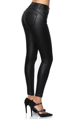 NEWPLAY Lederimitathose Leder Hose Imitat Push Up Skinny Coated Denim Pants 2871 in Schwarz